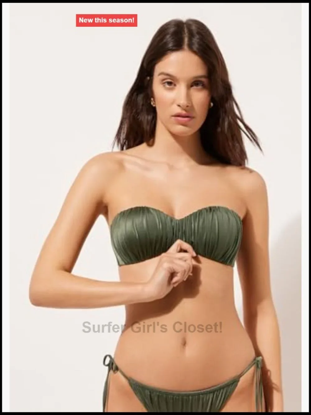 Graduated Padded Bandeau Swimsuit Top Shiny Satin